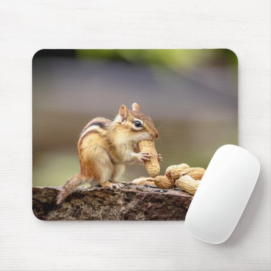 ピーナツを食べるシマリス マウスパッド (マウス)