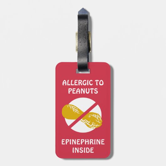 ピーナツアレルギー警報のまわりにのラベル ラゲッジタグ (裏面縦)