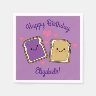 ピーナツバターとゼリーの誕生日パーティーPBJ スタンダードカクテルナプキン