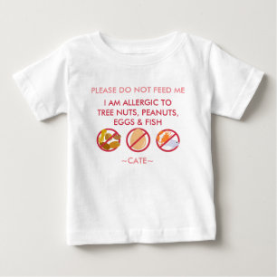ピーナツ木のナットの卵及び魚のアレルギーの子供を個人化して下さい ベビーTシャツ