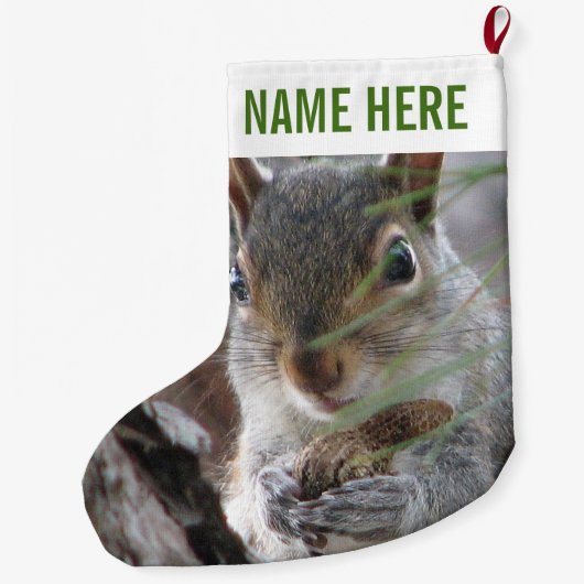 ピーナツ森林休日のおもしろいのかわいいリス ラージクリスマスストッキング (裏面)