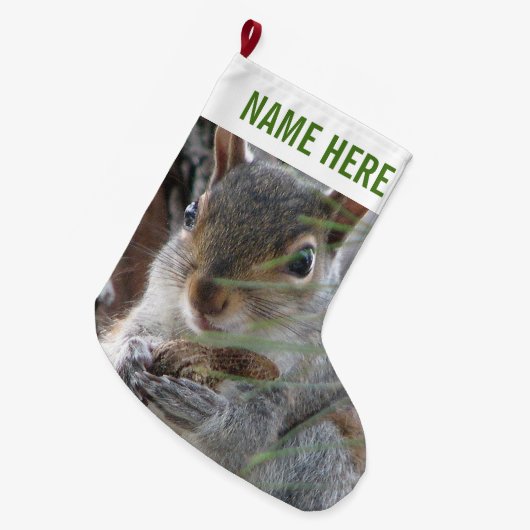 ピーナツ森林休日のおもしろいのかわいいリス ラージクリスマスストッキング (正面 (吊り時))