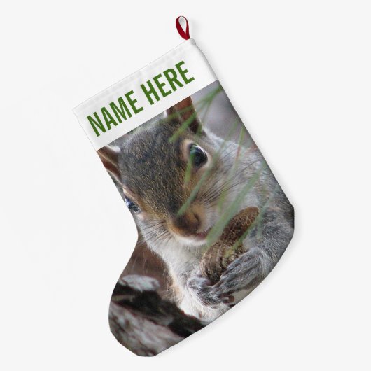 ピーナツ森林休日のおもしろいのかわいいリス ラージクリスマスストッキング (裏面 (吊り時))