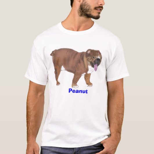 ピーナツ、英国のブルドッグのティー Tシャツ (正面)