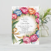 ピーニエレガントブーケウェディングシャワー 招待状 (スタンド正面)