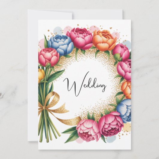 ピーニエレガントブーケウェディングシャワー 招待状 (裏面)