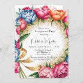 ピーニエレガントブーケグリッター婚約パーティ 招待状 (正面/裏面)