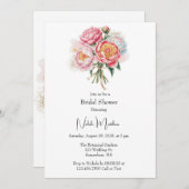 ピーニエレガントブーケブライダルシャワー 招待状 (正面/裏面)