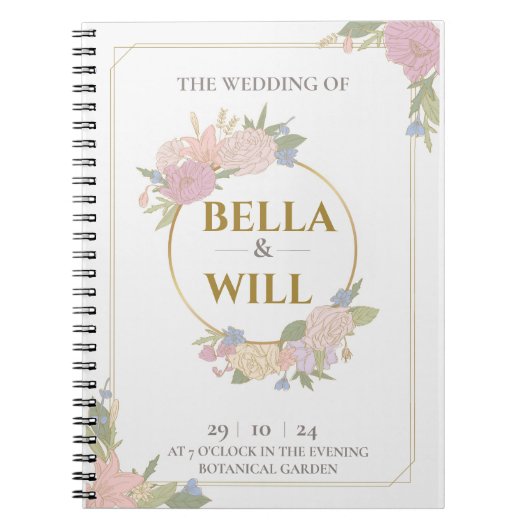 ピーニエレガントリリーバラ結婚ズ ノートブック (正面)