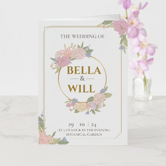 ピーニエレガントリリーバラ結婚ズ 箔グリーティングカード (蘭)