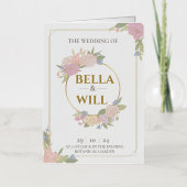 ピーニエレガントリリーバラ結婚ズ 箔グリーティングカード (正面)