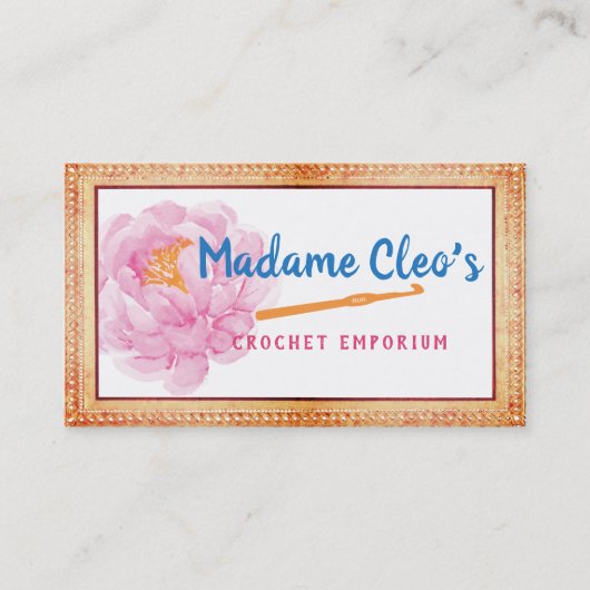 ピーニフェイクレースのクロシェ編み針糸クラフト 名刺 (正面)