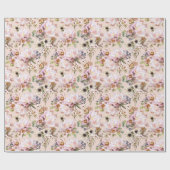 ピーニーアネモネヘレボアユーカリプトゥス素朴ピーチ ラッピングペーパー (フラット)
