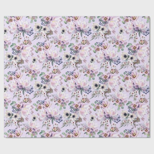 ピーニーアネモンヘレボアユーカリプトゥスオーキッドピンク ラッピングペーパー (フラット)