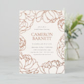 ピーニーガーデンアイボリーフローラブライダルシャワー 箔招待状 (立ち正面)