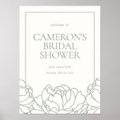 ピーニーガーデングリーンフローラブライダルシャワー歓迎 ポスター (正面)