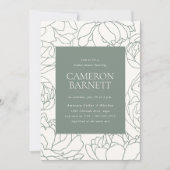 ピーニーガーデンセージグリーンフローラブライダルシャワー 招待状 (正面)