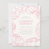 ピーニーガーデンピンクフローラブライダルシャワー 招待状 (正面)