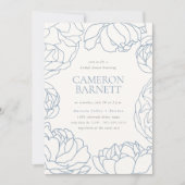 ピーニーガーデンブルーフローラブライダルシャワー 招待状 (正面)