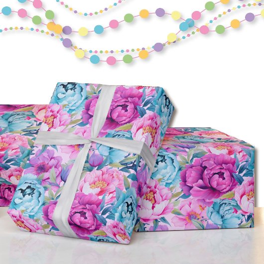 ピーニーズピンクブルーマゼンタ美転がしい ラッピングペーパー