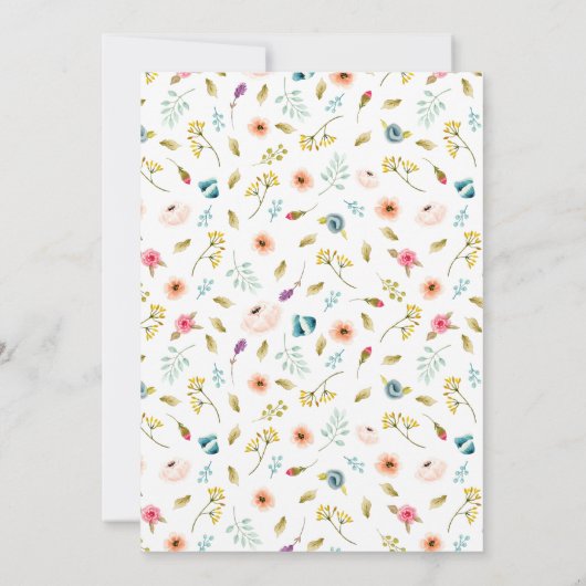 ピーニーパステルウォーターカラー金ゴールドスクリプトベビーシャワー 招待状 (裏面)