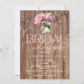 ピーニーメイソンジャール素朴シックなピクニックブライダルシャワー 招待状 (正面)