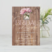 ピーニーメイソンジャール素朴シックなピクニックブライダルシャワー 招待状 (スタンド正面)