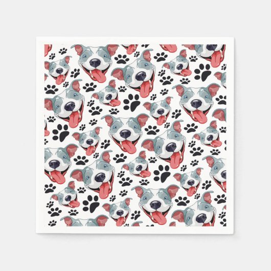 ピーピットピットブルアメリカンピットブルペットパピードッグ スタンダードカクテルナプキン (正面)