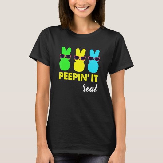 ピーピンイ実在ハッピーイースターバニーエッグ狩り Tシャツ (正面)