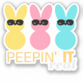 ピーピン実在Tシャツハッピーイースターバニー卵狩り シール (正面)