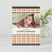 ピーピー！ オレンジの車 赤ちゃん男の子の誕生お知らせ 案内状 (スタンド正面)