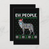 ピープルウルフサンタウルフ顔マスク醜いクリスマス サンキューカード (正面/裏面)