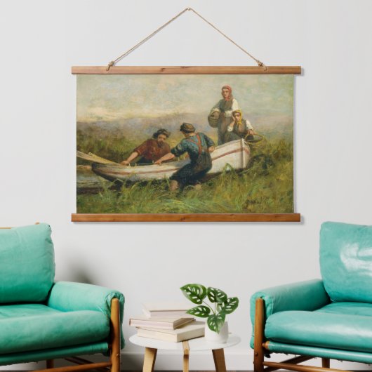 ピープルニアボートタペストリー 吊り下げ型タペストリー (リビング)