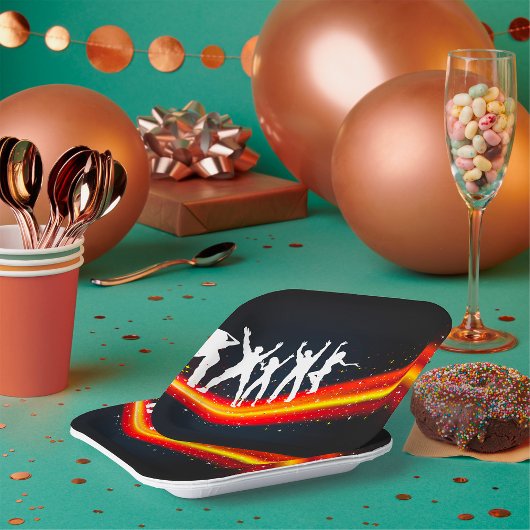 ピープル踊りシルエット紙プレート ペーパープレート