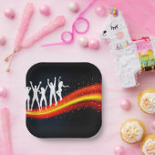 ピープル踊りシルエット紙プレート ペーパープレート (パーティー)