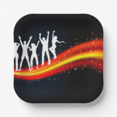 ピープル踊りシルエット紙プレート ペーパープレート (正面)