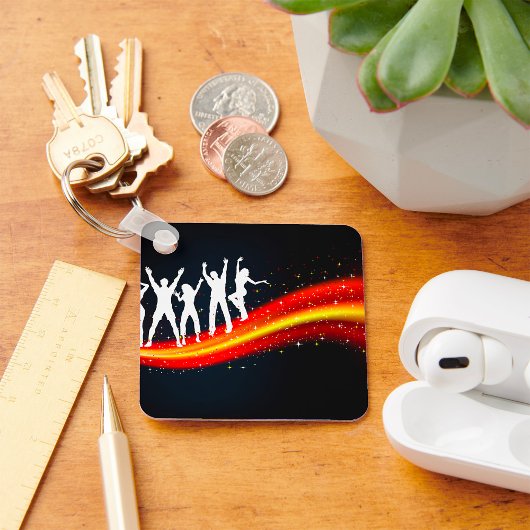 ピープル踊りシルエットKeychain キーホルダー