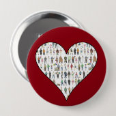 ピープルNYCニューヨーク市民ネイバーズ赤いハート 缶バッジ (正面&裏面)