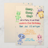 ピープ・プープ・ポップ ロボット誕生日 招待状 (正面/裏面)