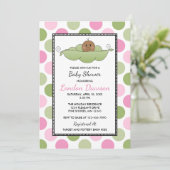 ピーポッドガールベビーシャワー招待状„u160ダークスキン 招待状 (スタンド正面)