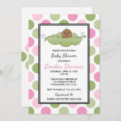ピーポッドガールベビーシャワー招待状„u160ダークスキン 招待状 (正面/裏面)