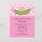ピーポッドツインガールズベビーシャワー招待状 招待状 (正面/裏面)