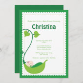 ピーポッドベビーガールベビーシャワー招待状 招待状 (正面/裏面)