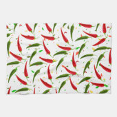 ピーマンの緑と赤のパターン キッチンタオル (横)