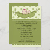 ピーマン双子男の子と女の子ベビーシャワーの招待状 招待状 (正面/裏面)