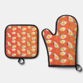 ピーマン赤オレンジの玉揚げ 鍋つかみ&鍋敷きセット (正面)