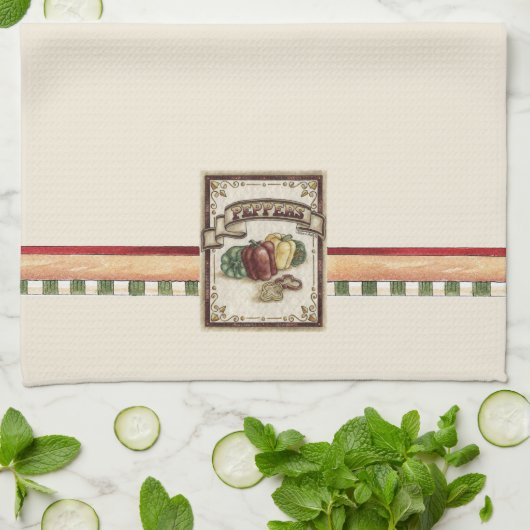 ピーマン – キッチンタオル (折り畳み)