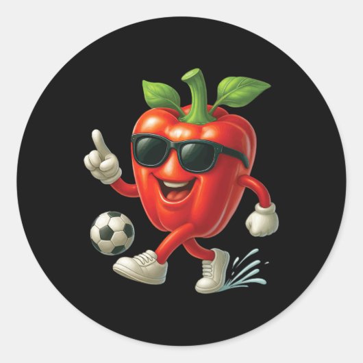 ピーマン サッカー ラウンドシール (正面)
