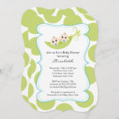 ピーモダンポッドのツインボーイズ赤ちゃんシャワー 招待状 (正面/裏面)