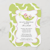 ピーモダンポッドの双子の男の子の赤ちゃんシャワー 招待状 (正面/裏面)